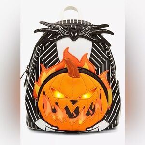 NWT Loungefly Disney Nightmare before Christmas pumpkin jack light up backpack
